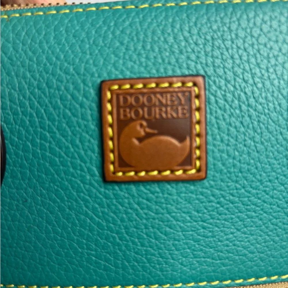 Dooney & Bourke Spearmint Pebbled Leather Large Dome Satchel with Tan Trim NWT - Picture 8 of 14
